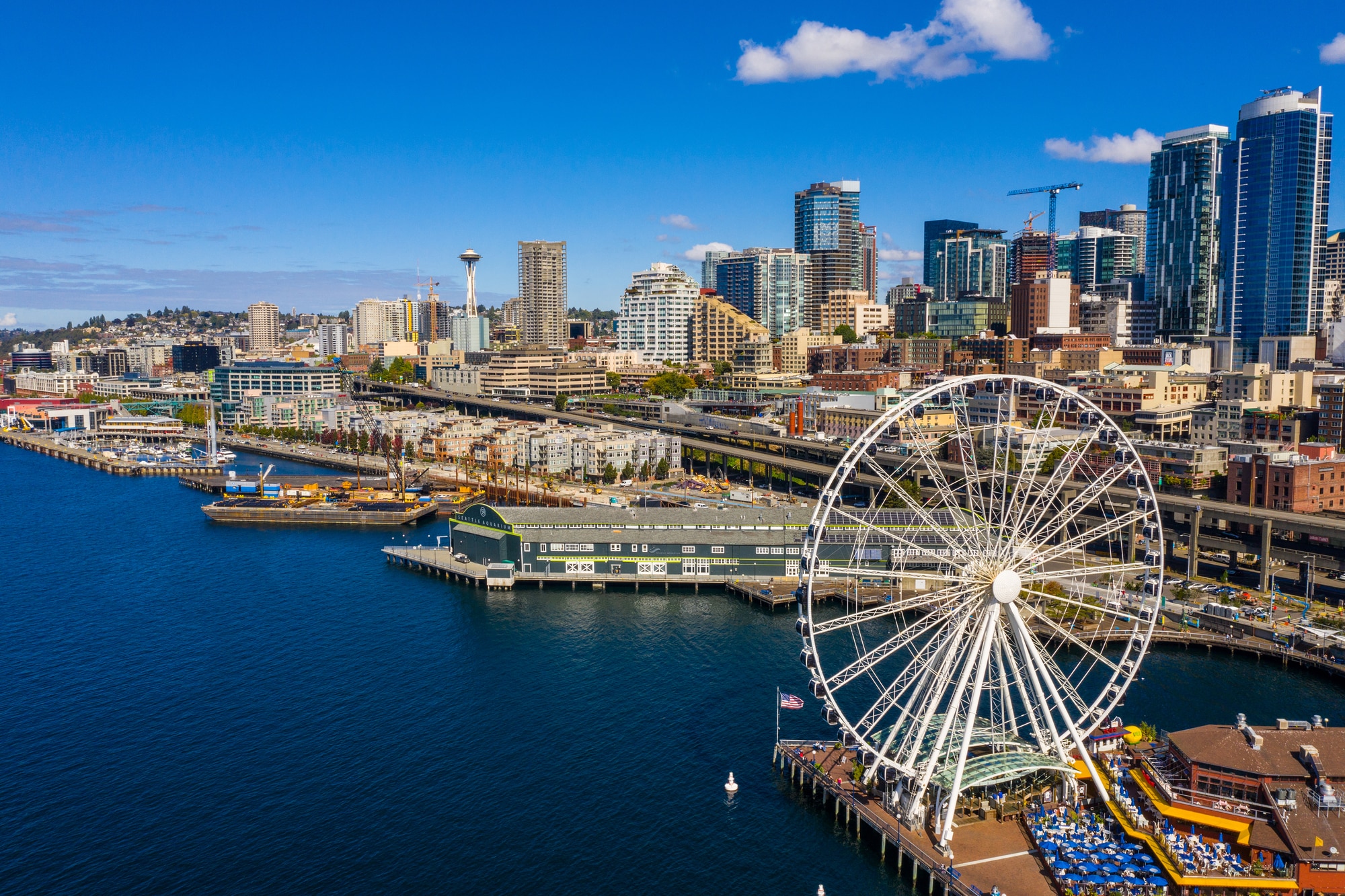 Aerial image of the Seattle Great Wheel